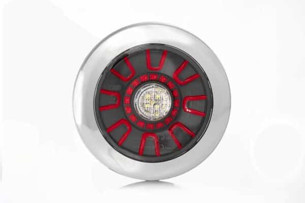 LED darklook mist-achteruitrijlicht, chrome 12-24v 1m. kabel inbouw - Afbeelding 1