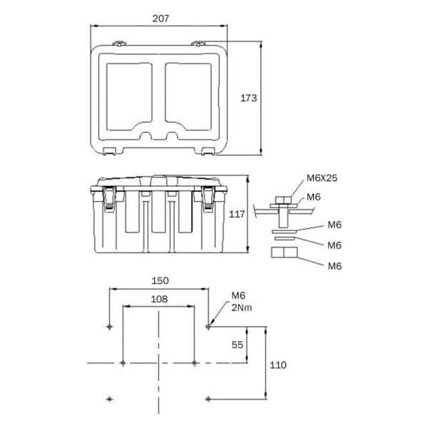 Connectionbox hoog model 21x ingang IP54 - Afbeelding 2
