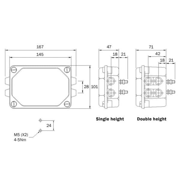 Connectionbox laag model 2 x 8 aansluiting IP54 - Afbeelding 2