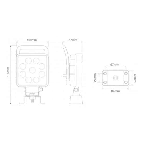 LED werklamp 13,5 watt - 1710 lumen 10-110V 0,4m kabel IP69K - Afbeelding 4