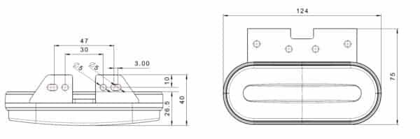 LED markeerlicht amber 12/36V 1,2m. kabel + Superseal - Afbeelding 2