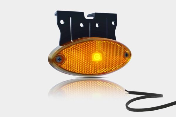 LED markeringslicht ovaal amber met steun | 12-24v | 50cm. kabel | MV-5850A - Afbeelding 1