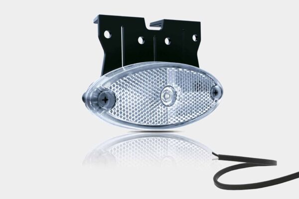 LED markeringslicht ovaal wit met steun | 12-24v | 50cm. kabel | MV-5850W - Afbeelding 1
