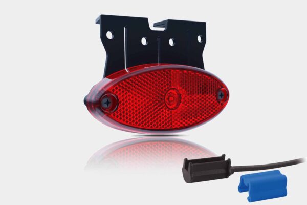 LED markeringslicht ovaal rood met steun | 12-24v | 0,75mm². connector | MV-5860R - Afbeelding 1