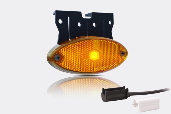 LED markeringslicht ovaal amber met steun | 12-24v | 1.5mm.2 connector | MV-5870A - Afbeelding 1
