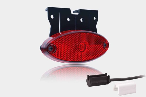 LED markeringslicht ovaal rood met steun | 12-24v | 1,5mm². connector | MV-5870R - Afbeelding 1