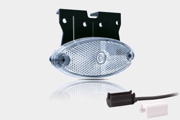 LED markeringslicht ovaal wit met steun | 12-24v | 1,5mm². connector | MV-5870W - Afbeelding 1