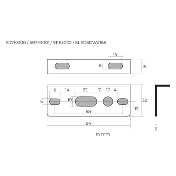 Montagesteun tbv S07F3001 / S07F3100 / S11F3002 /SLED3DVAR65 - Afbeelding 2