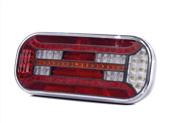 Links | LED achterlicht driehoek reflector & kentekenverlichting | 12-24v | 100cm. kabel | VC-3111 - Afbeelding 1
