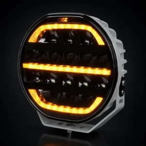 White round OZZ XR2 LED driving light, 7 inches, with position lights