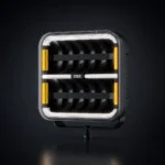 TRALERT OZZ SQUARE 9 inch zwarte LED-verstraler met amber dagrijverlichting voor vrachtwagen
