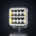 OZZ SQUARE 7" witte LED verstraler met amber dagrijverlichting, studiofoto