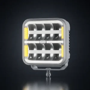 OZZ SQUARE 7" witte LED verstraler met amber dagrijverlichting, studiofoto