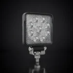 Black LED ECE-R23 work light with transparent lens, 1710 lumen flood beam