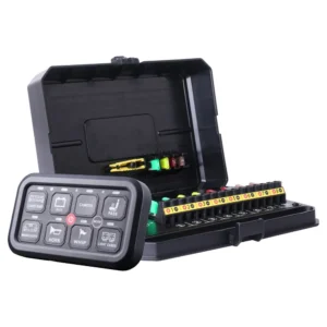 Aluminium connectionbox TRALERT CTRL-8PAD met 8 knoppen en app-bediening